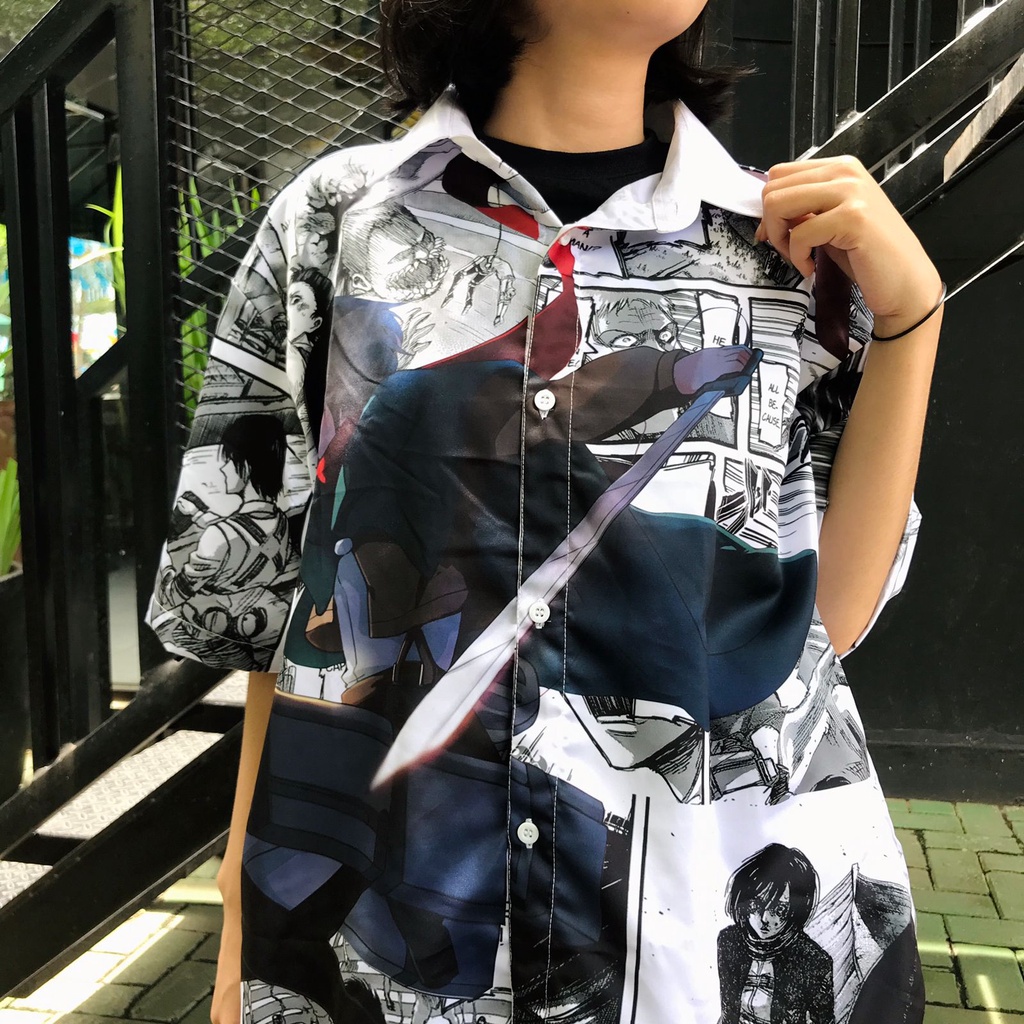 Kemeja Mikasa Ackerman War Fullprint Anime Attack On Titan SNK