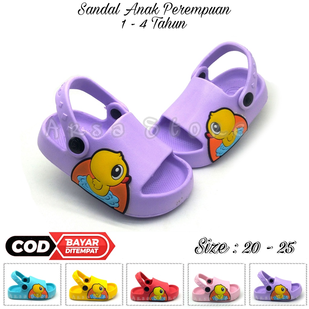 Sendal Lucu Anak Bayi Perempuan Umur 1 2 3 4 tahun Tali Belakang / Sandal Anak Perempuan Motif Bebek