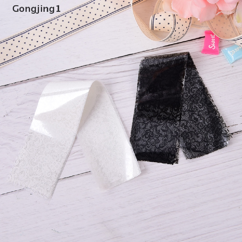 Gongjing1 20pcs / Set Stiker Decal transfer Foil Motif lace Bunga sexy Untuk Dekorasi nail art / Manicure