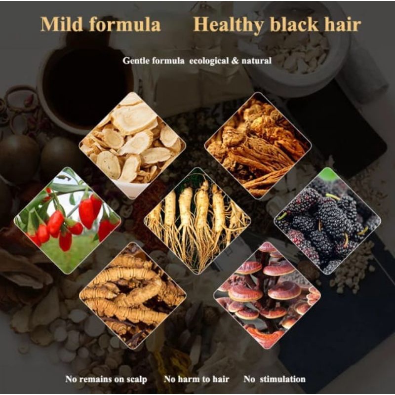 (MOKERU) SHAMPOO pewarna Rambut Hitam alami | Natural black hair color 500ML