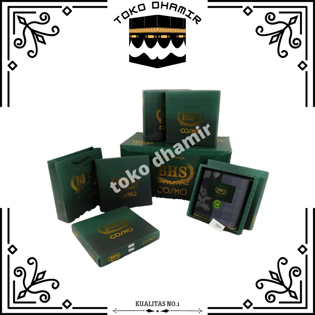 SARUNG BHS COSMO ASLI CHP HITAM POLOS