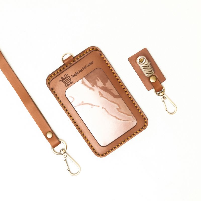 

BJP Leather01 - Gantungan ID card holder name tag kulit (custom gravir)