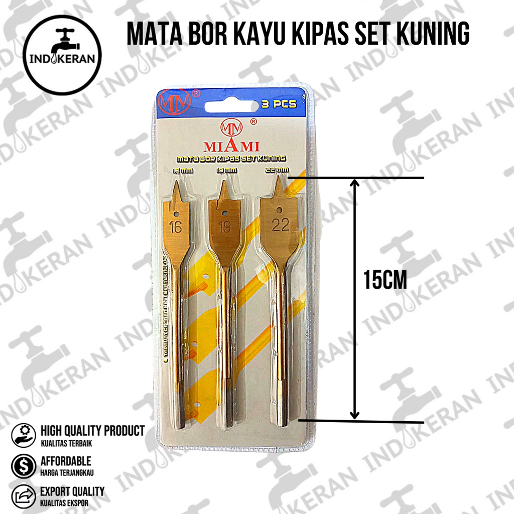 INDOKERAN - Mata Bor Kipas Kayu Set kuning