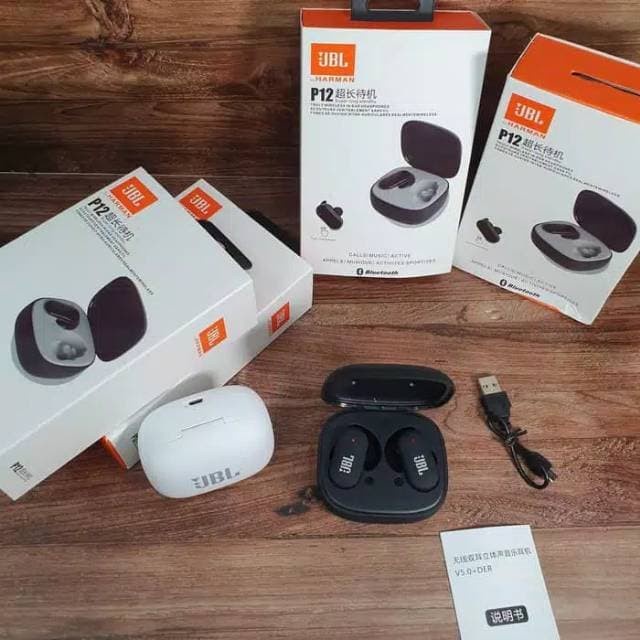 HEADSET BLUETOOTH JBL P12 TWS ORIGINAL PUREBASS WIRELESS EARPHONE P-12