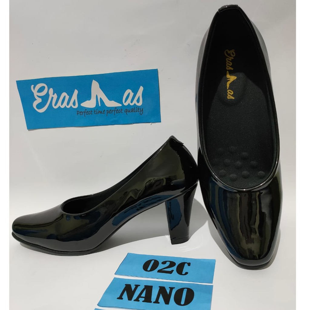 ERASMAS 02B Heels 5 cm Sepatu Pantofel Wanita / Sepatu Dinas PDH Kantor / Sepatu Kerja Wanita / Sepatu Formal Wanita / Sepatu Kantor Wanita / Sepatu Ujung Kotak / PERSIT / BHAYANGKARI / POLWAN / PNS / GURU