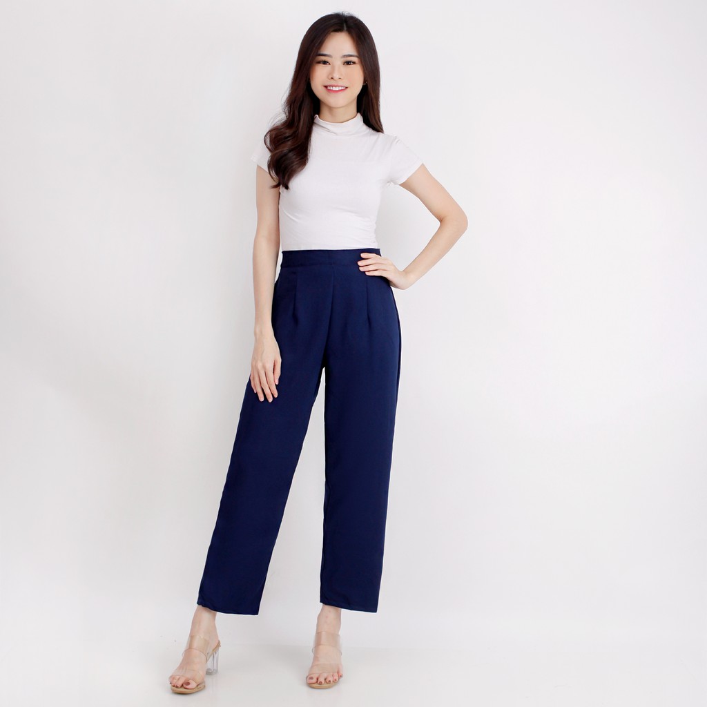 CELANA KULOT PANJANG WANITA CELANA BAHAN POLOS 991-Navy