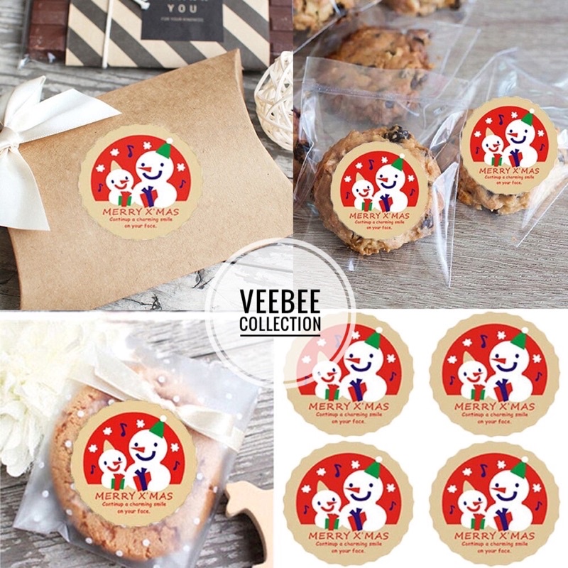 Stiker Hampers natal bulat / stiker natal/ Hiasan hampers natal