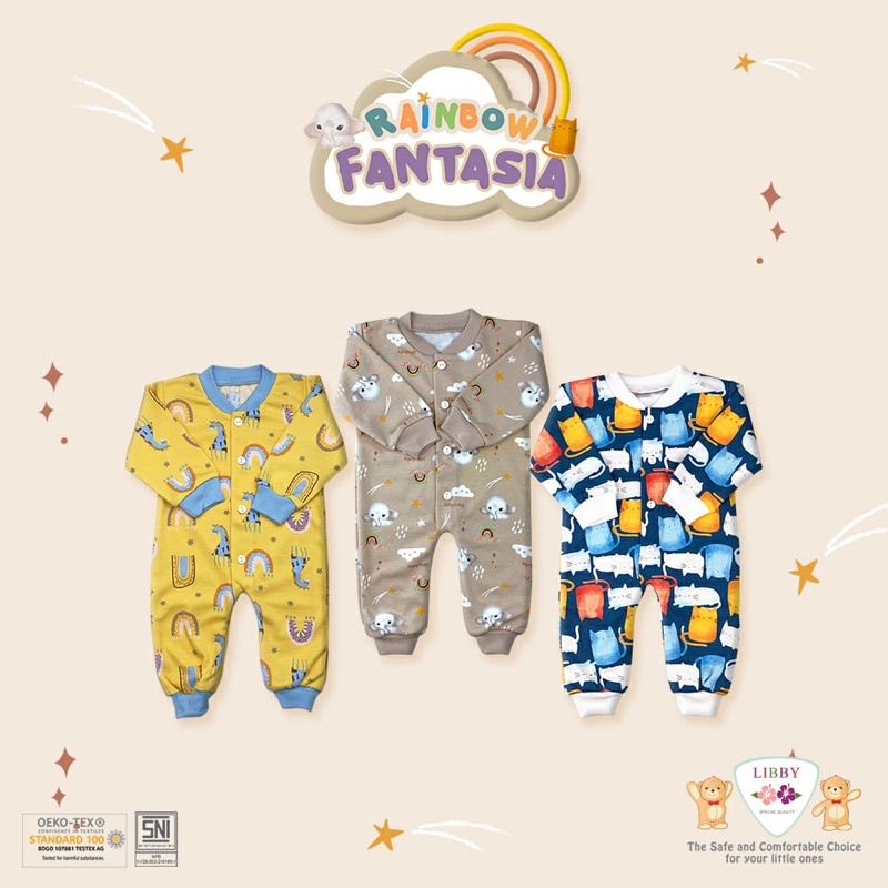 LIBBY Sleepsuit Baju Kodok Panjang Buka Kaki Newborn (0-3M)