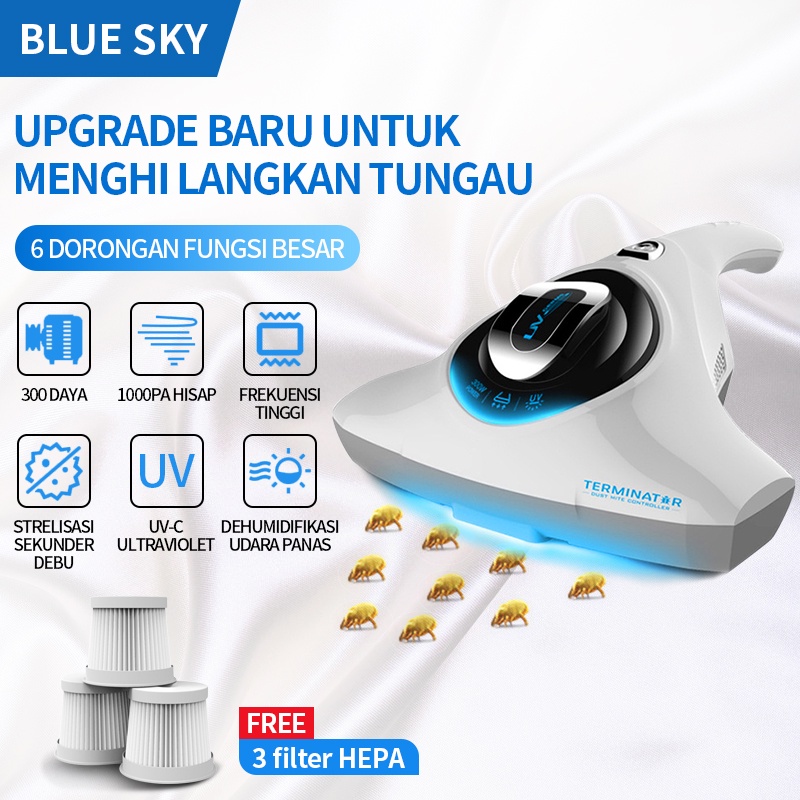 BLUE SKY Electric UV Anti Dust Mite Vacuum Cleaner Penyedot Debu Dust Bed Sofa Instrument Mini Anti Mites Remover