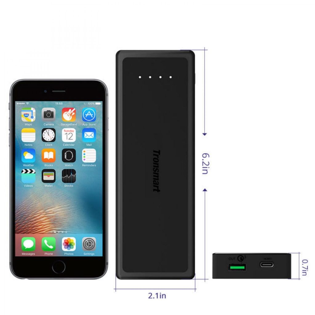 Tronsmart Presto Power Bank 1 Port USB Type C 10400mAh with Qualcomm Quick Charge 3.0 - PBT12