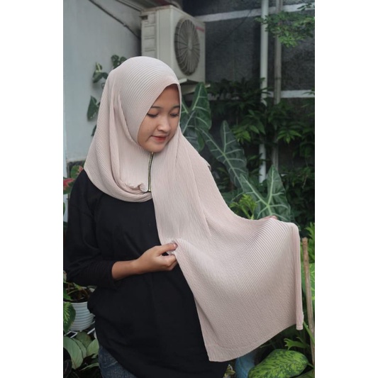 HIJAB PASHMINA PLISKET ZIPPER RESLETING CERUTY BABYDOLL 180X75