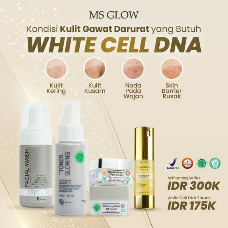 Jual [BISA COD] PAKET MS GLOW WHITENING WHITE CELL DNA | MS GLOW