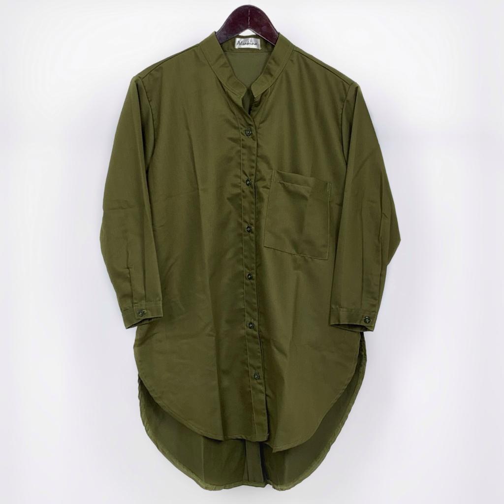 Kemeja Tunik Polos / Kemeja Wanita / Kemeja Polos / Kemeja Kerja / Bahan Toyobo-Army