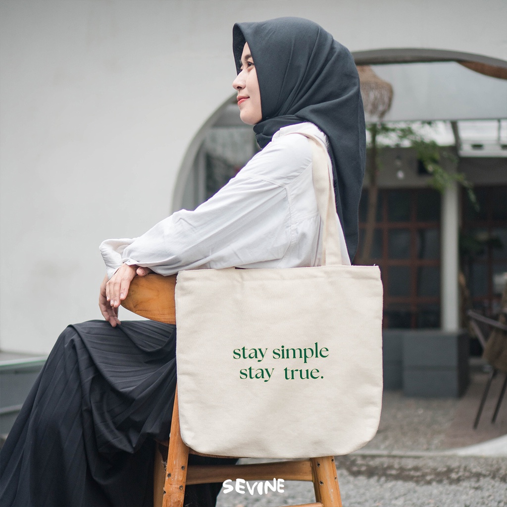 Sevine Tote Bag Kanvas Emily Resleting Kantong Laptop Tas Wanita Kerja Kuliah Sekolah Fashion Totebag Quotes Self Affirmation Vintage Aesthetic - VG