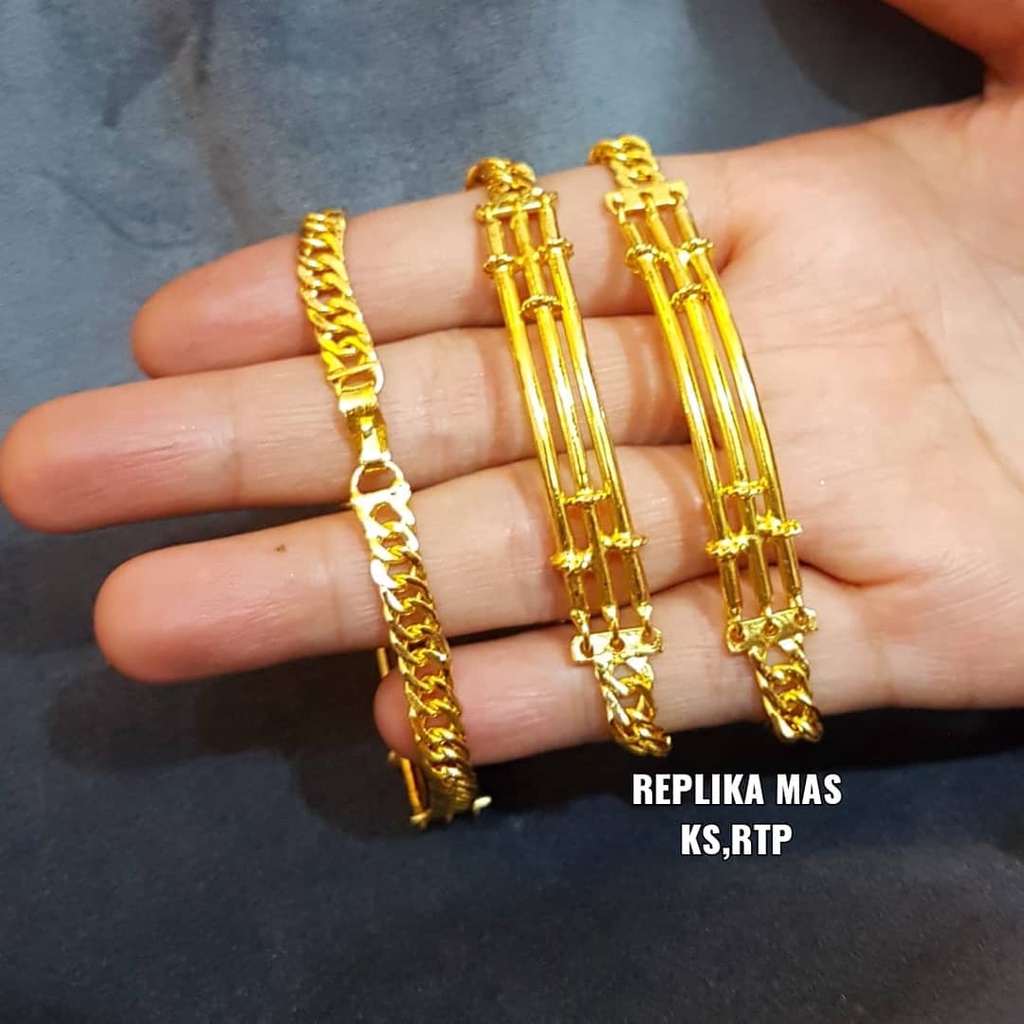 Gelang Wanita Gelang Emas Gelang Tangan Wanita Aksesoris Wanita Lapis Emas 24krt MODEL Bambu 3