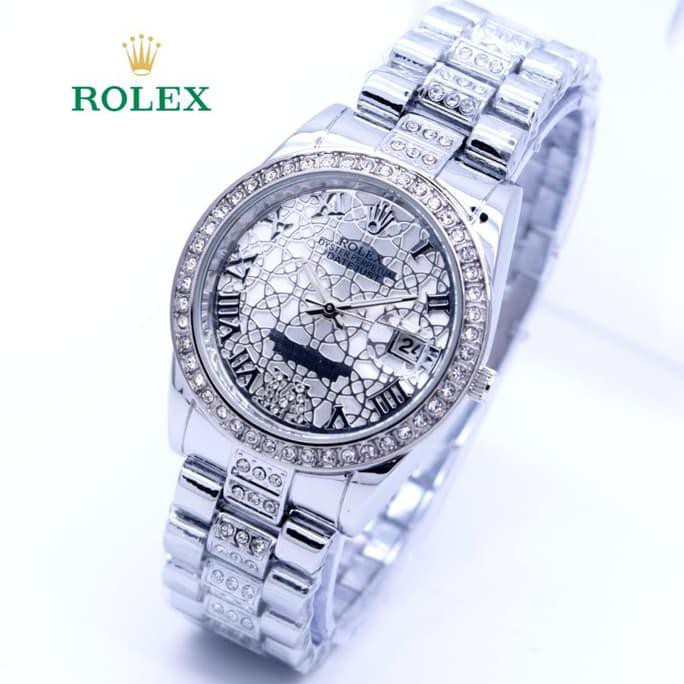 Jam Tangan Wanita Rolex Romawi Jaring Rantai Silver Jam Tangan Murah