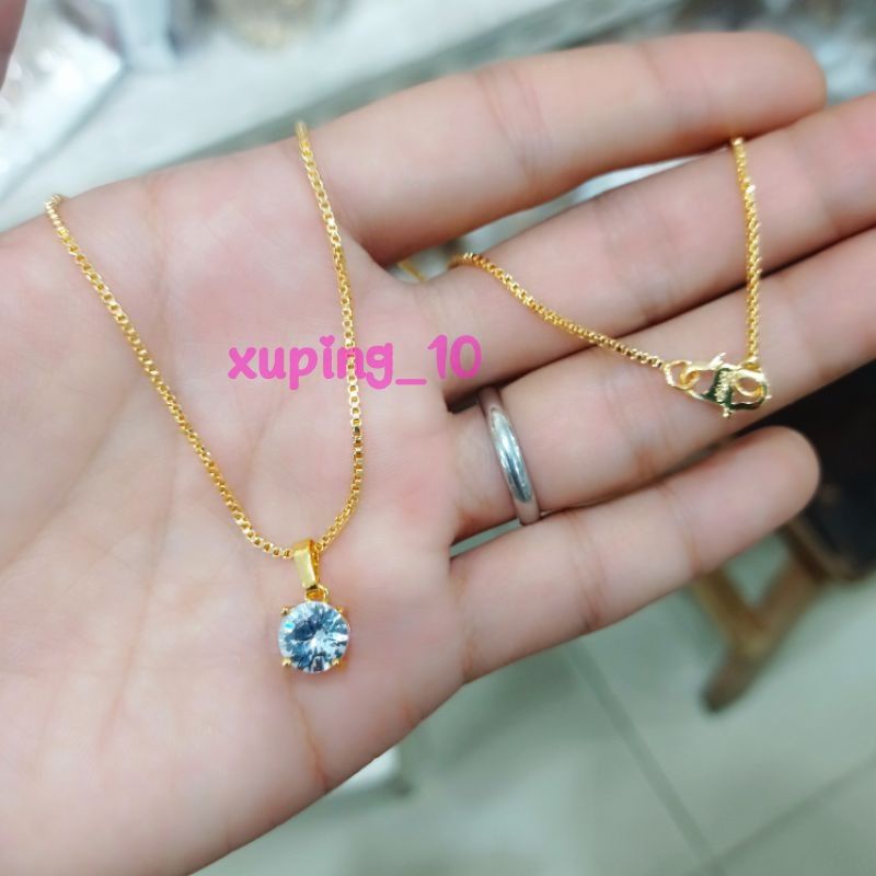 perhiasan xuping kalung dan liontin mata satu, panjang kalung 45 cm