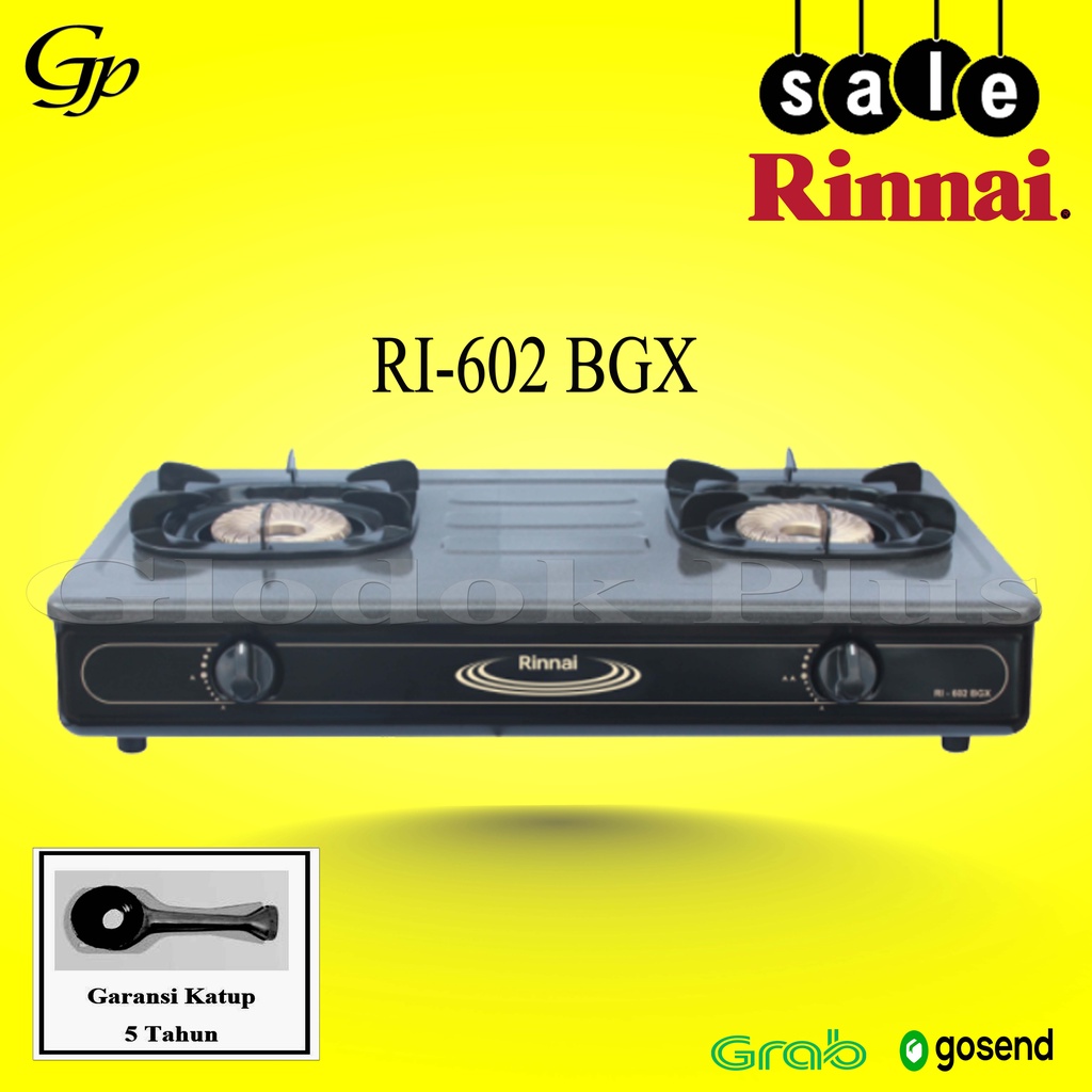 Rinnai RI-602 BGX Kompor Gas 2 Tungku RI602BGX Api Tornado 602BGX