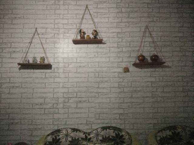 Rak Melayang Dinding Hanging Floating Selves Kayu Tali Goni