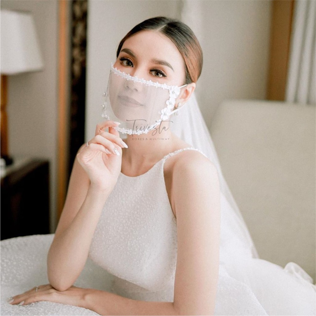 Masker Mika untuk wedding/pengantin - MASKER BROKAT MASKER PREMIUM ANTI AIR -tipe N