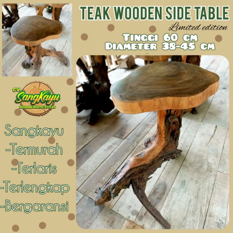 Meja kayu jati unik amazing teak wood wooden table Coffeetable side 23