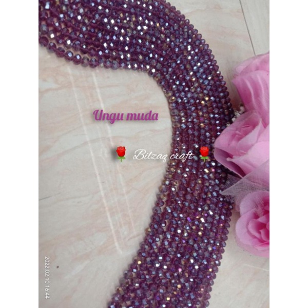 kristal ceko 6mm golongan biasa-Ungu muda