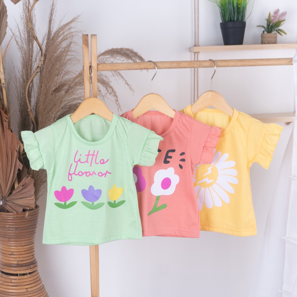 ZASKIYA - Baju Kaos Anak Dan Bayi Perempuan Model Tangan Terompet 0-4 Tahun