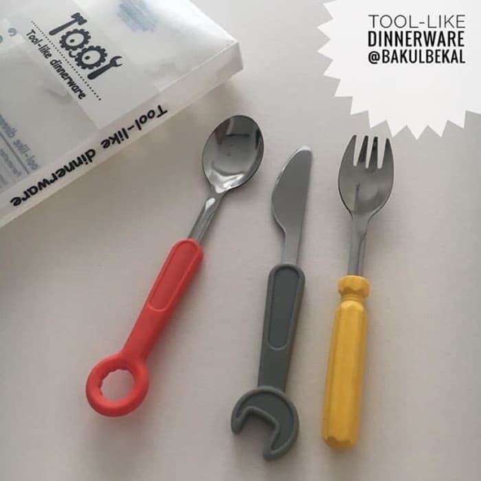 Sendok Garpu Pisau Set TOOLS / Kreatif Sendok Makan Unik 1set = 3pc