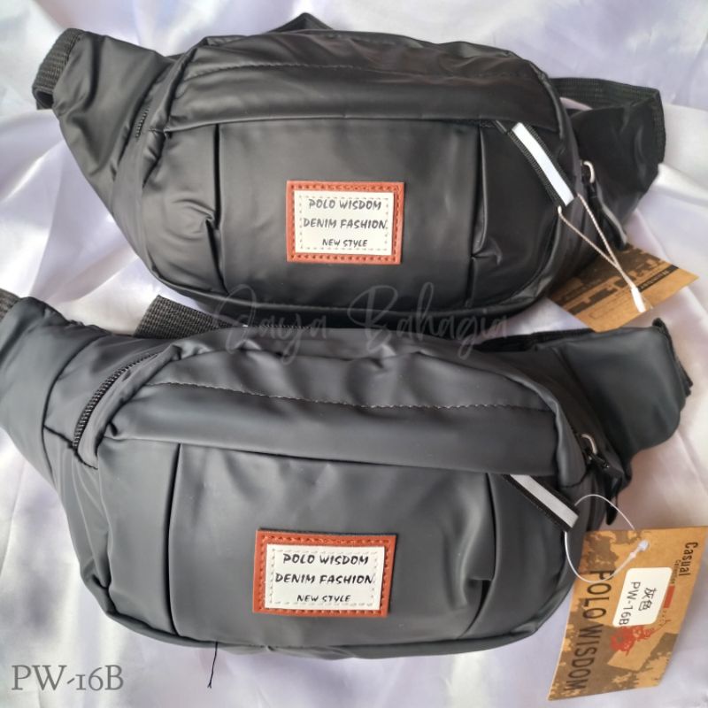 Waistbag Polo Wisdom Bahan Micro Waterproof Tas Pinggang Pria Import