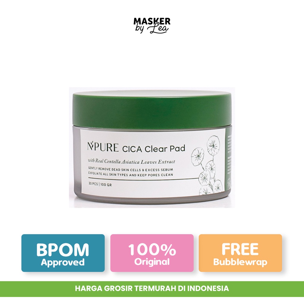 NPURE Cica Clear Pad / Kapas Eksfoliasi Wajah / Kapas untuk Mencerahkan &amp; Membersihkan Sel Kulit Mati