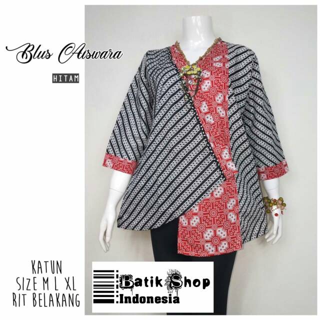 Ada Jumbo Blus Aiswara Kimono Batik Modern Wanita Blouse Kerja Kantoran Kondangan Casual Warna