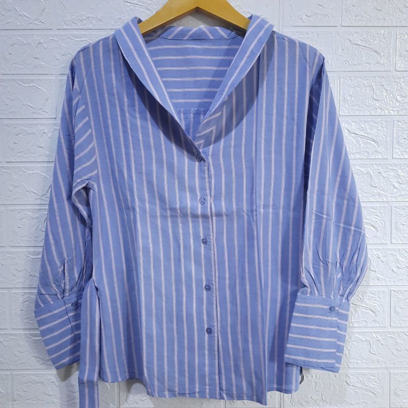 baju atasan kemeja wanita lengan panjang variasi tali dipinggang