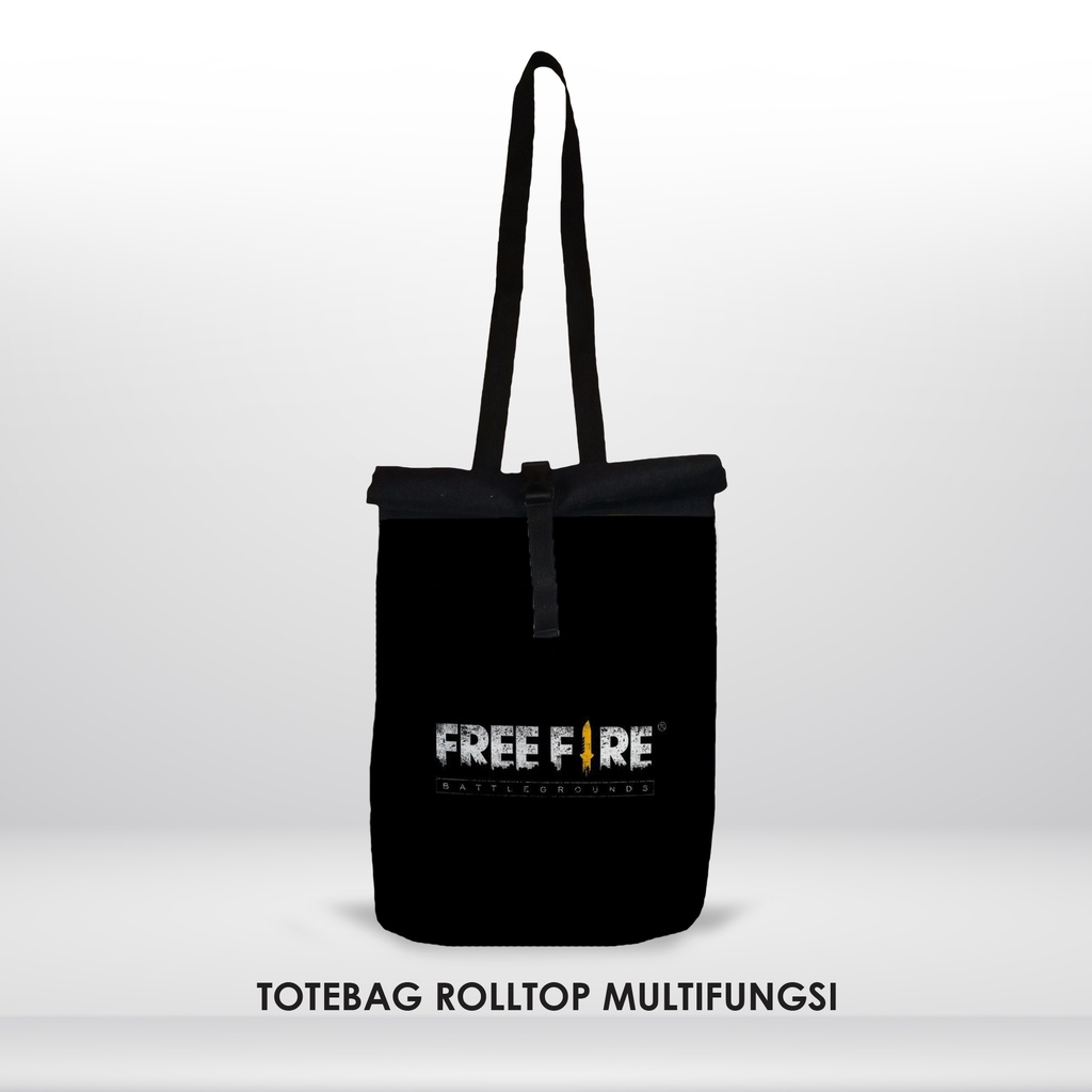 Totebag Ransel Multifungsi Rolltop Tas Pria Wanita Stylish Printing Motif Hitam Simple