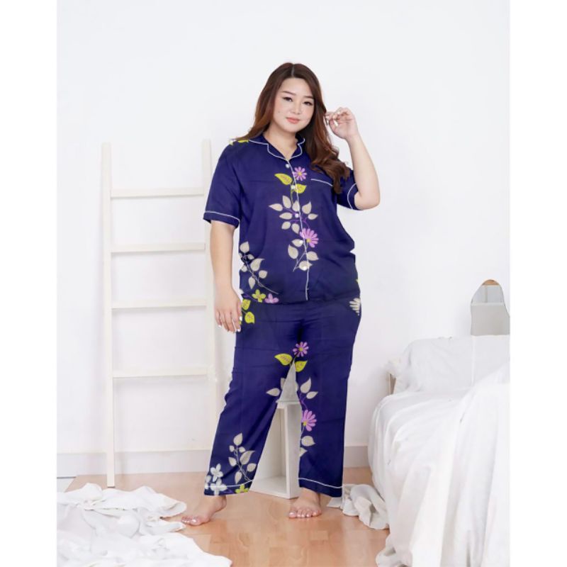 piyama jumbo terbaru/setelan wanita jumbo/baju tidur katun jumbo