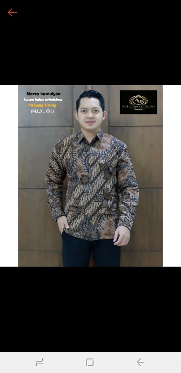 Marto Kamulyan Kemeja Batik Pria Lengan Panjang Lapis Martowiro Atasan Modern Premium Produsen Ori
