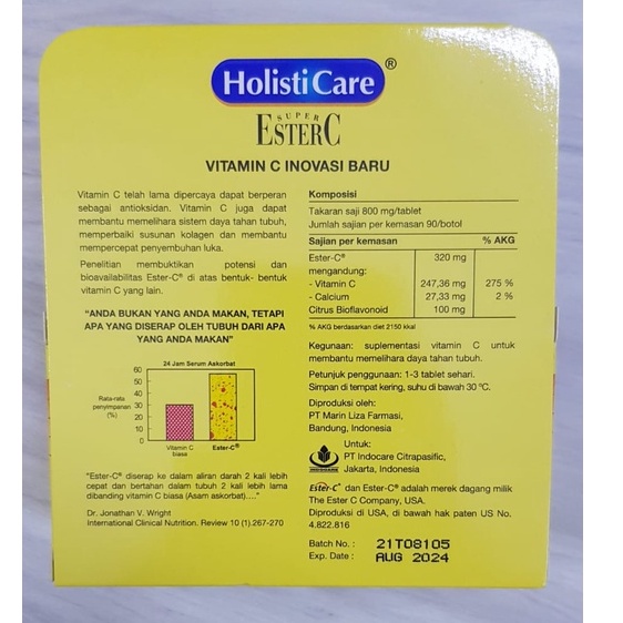 ESTER C ISI 90 TABLET HOLISTICARE