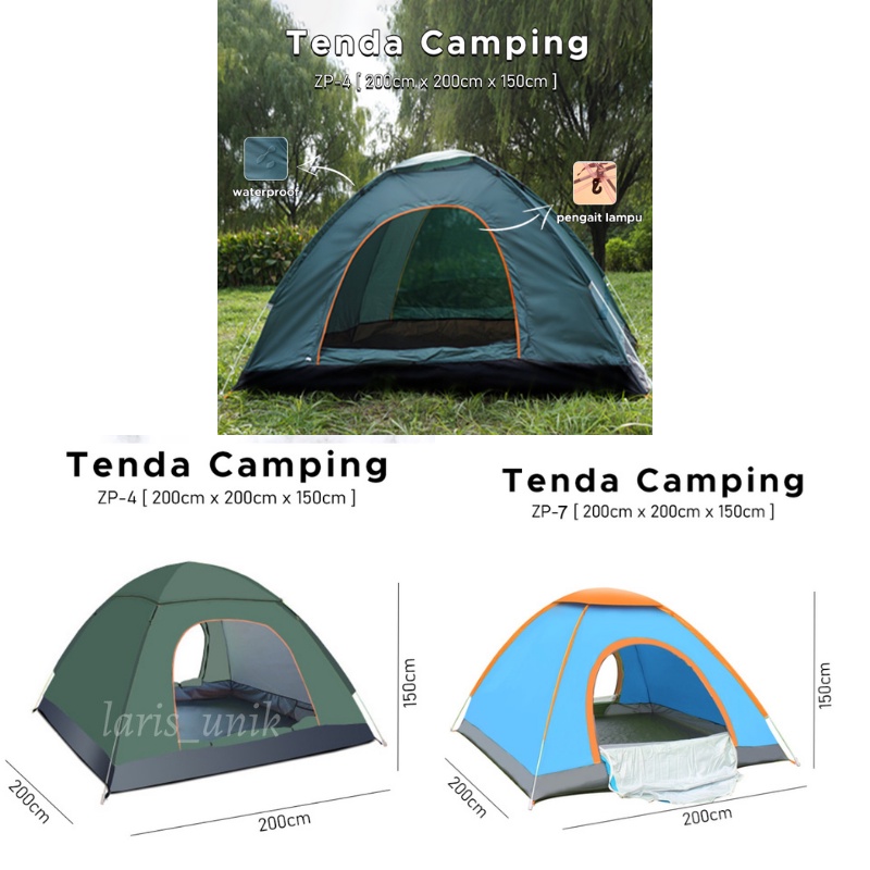 PAKET Tenda Camping dan Kursi Lipat Kapasitas Luas 4 Orang Tenda Gunung Outdoor Indoor Tenda Otomatis Outdoor &amp; Indoor Tenda Gunung Zp 5 Simple Tampa Harus Di Rakit/Tenda Outdor/Tenda Camping