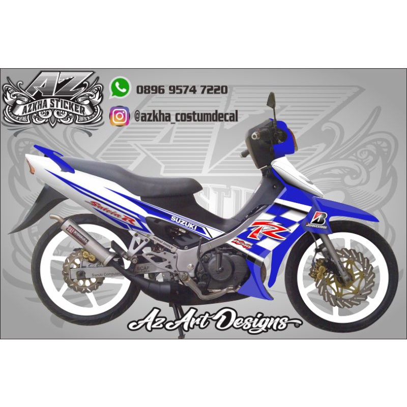 Striping Costum Satria Hiu Biru Putih