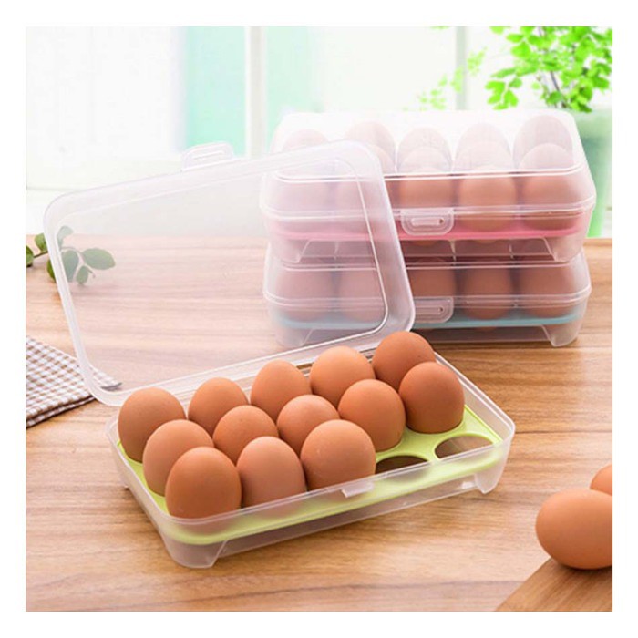 Tempat Telur Isi 15 Sekat Kotak Telor Egg Storage box Penyimpanan Telor dapur bumbu rak serbaguna