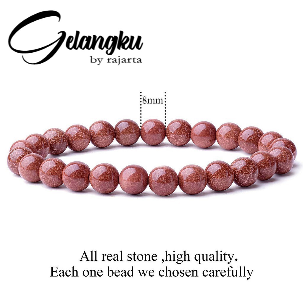 Gelang Batu Natural Gold Sand 4 - 12Mm