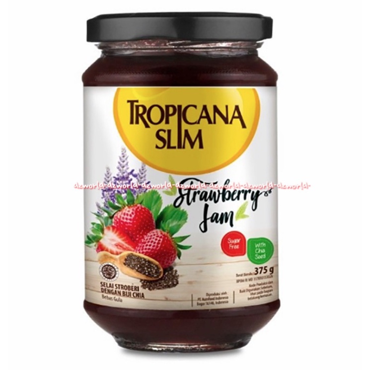 Tropicana Slim Strawberry Spread Jam 375gr Selai Pink Rasa Stroberi Rendah Gula Selai Untuk Diabet Diabetes TS Strawberi