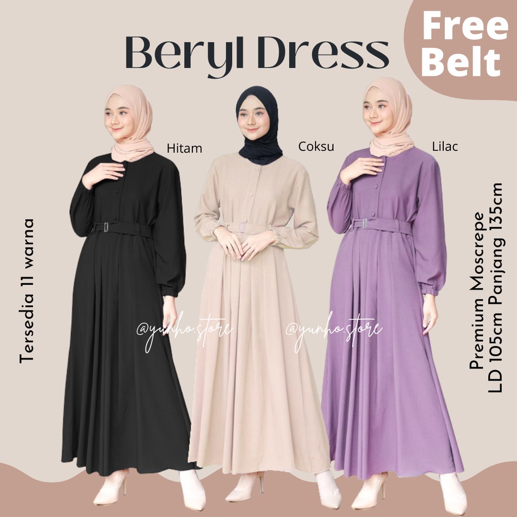 BERYL / GAMIS REMAJA MAXI DRESS MUSLIM PREMIUM MOSCREPE TERBARU 2021 KOREAN DRESS PANJANG KONDANGAN
