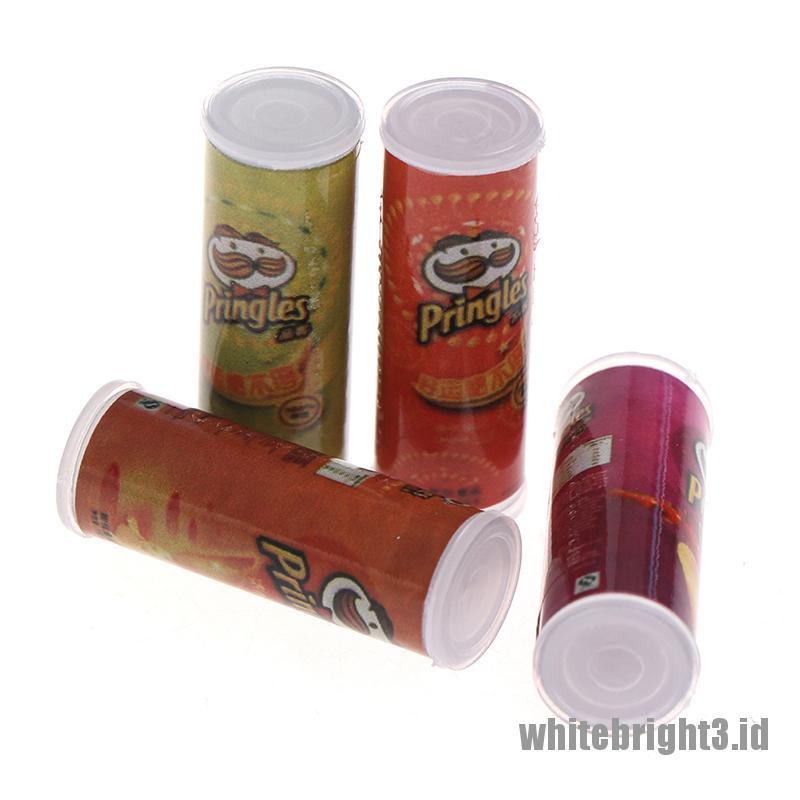 (white3) 4pcs / set Miniatur Botol Keripik Kentang Skala 1: 12 Untuk Dekorasi Dapur Rumah Boneka