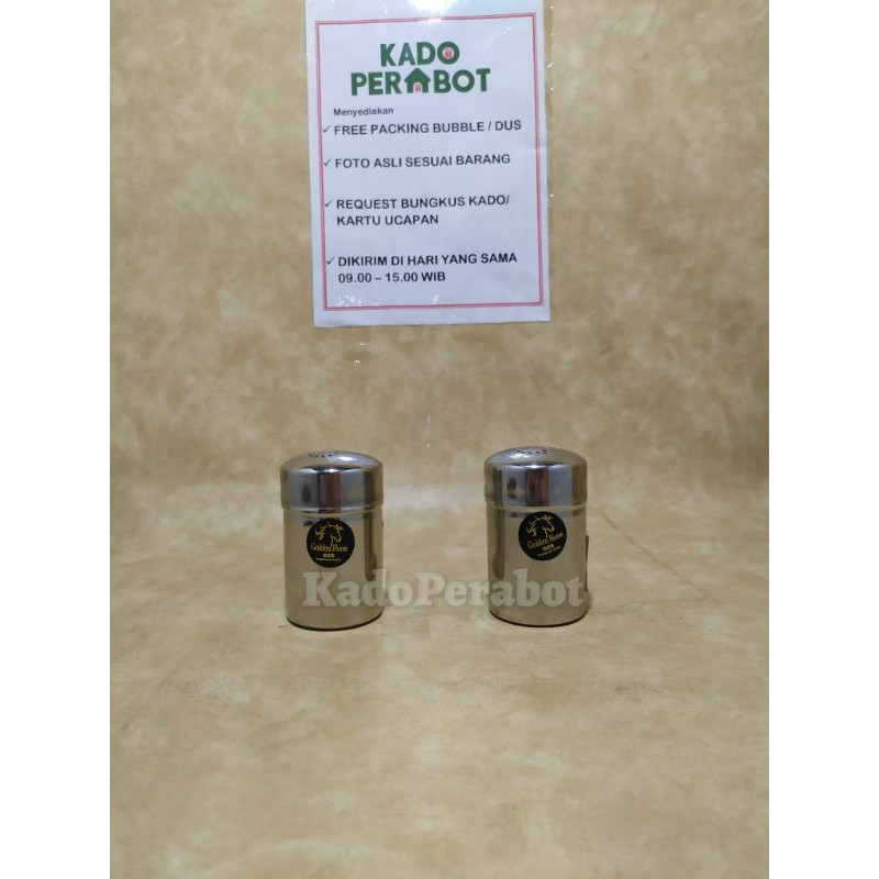 tempat lada ST golden horse - wadah bubuk bumbu asin manis stainless