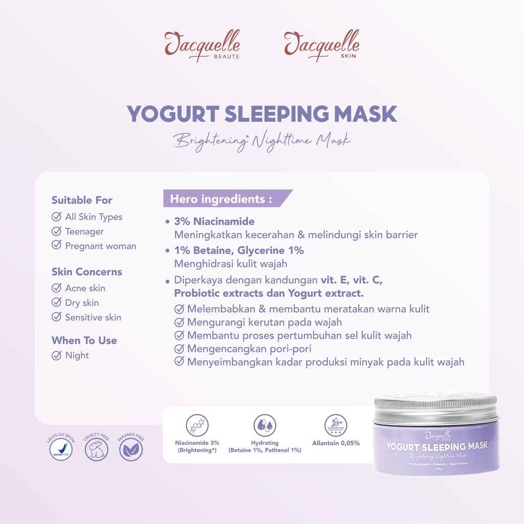 Jacquelle Yogurt Sleeping Mask / Moisturizer (Probiotic) Disney Edition Jacquele Jac quelle quele