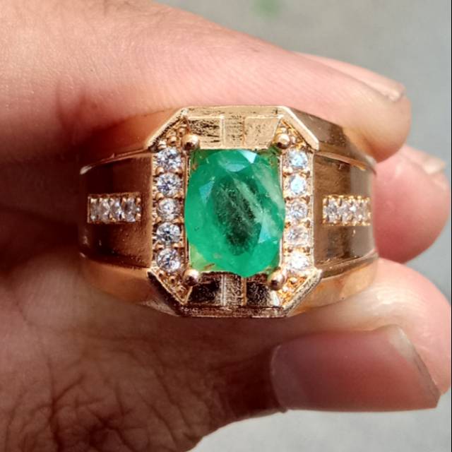 Cincin zamrud asli natural emerald beryl zamrud colombia emerald