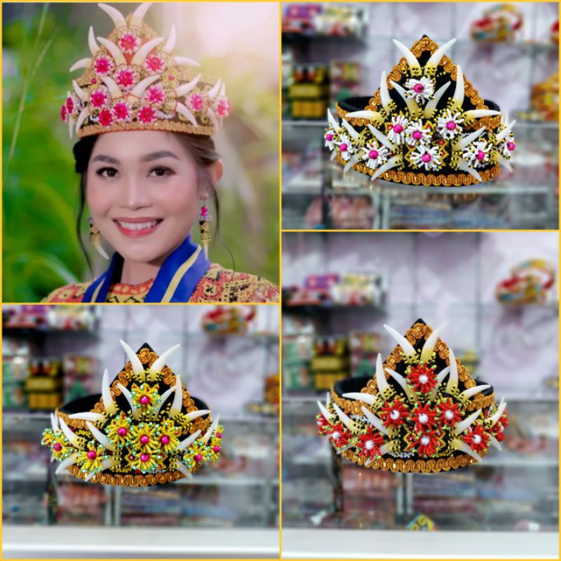 Mahkota/Hiasan Kepala/Topi Taring Dayak Perempuan Dewasa