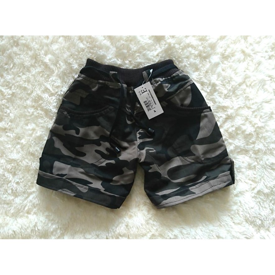 Celana Anak Pendek Saku Lokal Loreng Cokelat