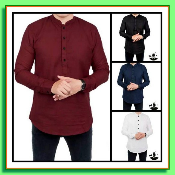 Samase Koku Basic Baju Koko Kurta Pakaian Pria Fashion Muslim Pria Dewasa Lengan Pendek | U-024P Baj