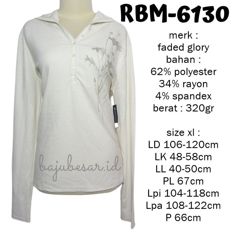 BAJUBESAR.ID RBM-6130 BLOUSE FADED GLORY BIGSIZE JUMBO SIZE XL
